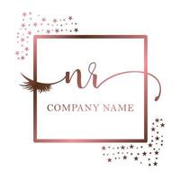 initiale logo nr écriture femmes cil maquillage cosmétique mariage moderne prime vecteur