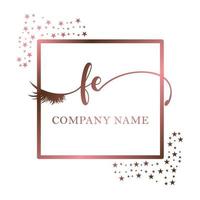 initiale logo fe écriture femmes cil maquillage cosmétique mariage moderne prime vecteur