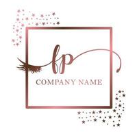 initiale logo fp écriture femmes cil maquillage cosmétique mariage moderne prime vecteur