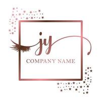 initiale logo jy écriture femmes cil maquillage cosmétique mariage moderne prime vecteur