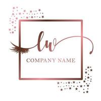 initiale logo lw écriture femmes cil maquillage cosmétique mariage moderne prime vecteur