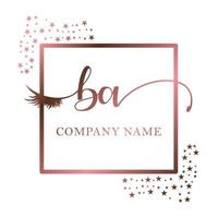 initiale logo ba écriture femmes cil maquillage cosmétique mariage moderne prime vecteur