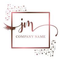 initiale logo jm écriture femmes cil maquillage cosmétique mariage moderne prime vecteur