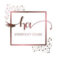 initiale logo Ha écriture femmes cil maquillage cosmétique mariage moderne prime vecteur