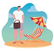 homme à la plage, vacances d'été et concept de tourisme vecteur