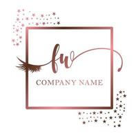 initiale logo fw écriture femmes cil maquillage cosmétique mariage moderne prime vecteur