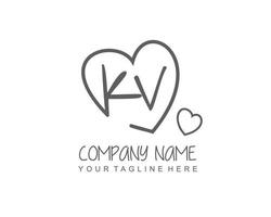 initiale kv avec cœur l'amour logo modèle vecteur