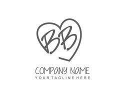 initiale bb avec l'amour logo modèle vecteur