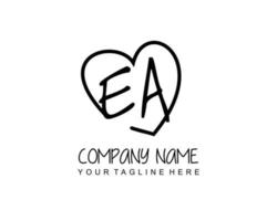 initiale ea avec cœur l'amour logo modèle vecteur