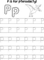 ptérodactyle dinosaure tracé lettre abc coloration p vecteur