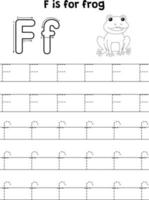 grenouille animal tracé lettre abc coloration page F vecteur