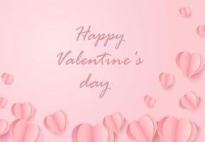 bonne carte de voeux Saint Valentin avec des ballons en forme de coeur rose. vecteur