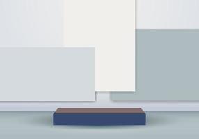 Fond de scène géométrique gris minimal podium bleu 3D. vecteur