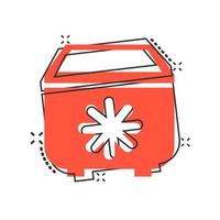 réfrigérateur réfrigérateur icône dans le style comique. congélateur conteneur vecteur dessin animé illustration pictogramme splash effet.