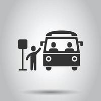 icône de la gare routière dans un style plat. illustration vectorielle d'arrêt automatique sur fond blanc isolé. concept d'entreprise de véhicule autobus. vecteur