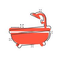 une baignoire douche icône dans bande dessinée style. salle de bains hygiène vecteur dessin animé illustration pictogramme éclaboussure effet.