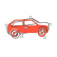 icône de voiture dans le style comique. pictogramme d'illustration de dessin animé de vecteur de voiture automobile. effet d'éclaboussure de concept d'entreprise automatique.