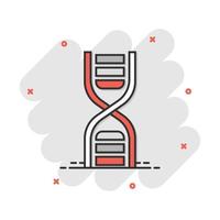 icône d'adn de dessin animé de vecteur dans le style comique. pictogramme d'illustration de signe de molécule de médecine. concept d'effet d'éclaboussure d'entreprise d'adn.