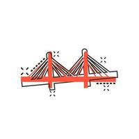 icône de signe de pont dans le style comique. illustration de dessin animé de vecteur de pont-levis sur fond blanc isolé. effet d'éclaboussure du concept d'entreprise routière.