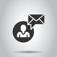 personnes avec l'icône de l'enveloppe dans un style plat. e-mail recevoir illustration vectorielle sur fond blanc isolé. concept d'entreprise de messages. vecteur