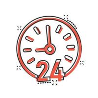 icône de l'horloge dans le style comique. regarder l'illustration vectorielle de dessin animé sur fond blanc isolé. concept d'entreprise d'effet d'éclaboussure de minuterie. vecteur