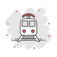 icône de transport de train de dessin animé de vecteur dans le style comique. pictogramme d'illustration de signe de train. concept d'effet d'éclaboussure d'entreprise de transport.