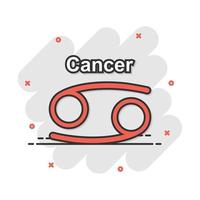 icône de zodiaque de cancer de dessin animé de vecteur dans le style comique. pictogramme d'illustration de signe d'astrologie. concept d'effet splash entreprise horoscope cancer.