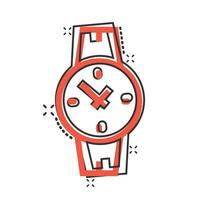 icône de montre-bracelet dans le style comique. illustration de vecteur de dessin animé d'horloge à main sur fond blanc isolé. concept d'entreprise d'effet d'éclaboussure de bracelet de temps.