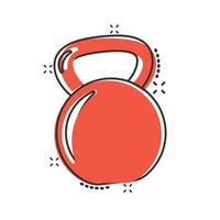 icône de kettlebell dans le style comique. illustration de vecteur de dessin animé d'équipement de sport d'haltères sur fond blanc isolé. concept d'entreprise d'effet d'éclaboussure d'haltère.