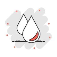 icône de goutte d'eau dans le style comique. pictogramme d'illustration de dessin animé de vecteur de goutte de pluie. effet d'éclaboussure de concept d'entreprise goutte d'eau de gouttelettes.