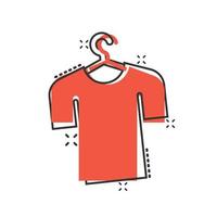 icône de t-shirt dans le style comique. illustration de vecteur de dessin animé de vêtements décontractés sur fond blanc isolé. concept d'entreprise d'effet d'éclaboussure d'usure de polo.