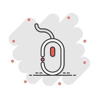 icône de souris d'ordinateur de dessin animé de vecteur dans le style comique. pictogramme d'illustration de signe de curseur d'ordinateur. concept d'effet d'éclaboussure d'entreprise de souris.