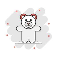 icône de jouet en peluche ours en peluche de dessin animé de vecteur dans le style comique. pictogramme d'illustration de signe de jouet en peluche. concept d'effet d'éclaboussure d'entreprise d'ours.