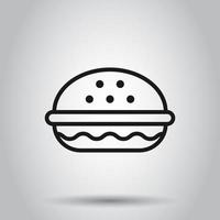 Burger signe icône dans plat style. Hamburger vecteur illustration sur isolé Contexte. cheeseburger affaires concept.