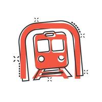 icône de métro dans le style comique. illustration de vecteur de dessin animé de métro de train sur fond blanc isolé. concept d'entreprise d'effet d'éclaboussure de fret ferroviaire.