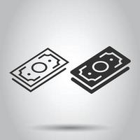 icône de pile d'argent dans un style plat. échange d'illustration vectorielle en espèces sur fond blanc isolé. concept d'entreprise de billet de banque. vecteur