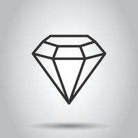 icône de gemme de diamant dans un style plat. illustration vectorielle de pierres précieuses sur fond blanc isolé. brillant concept d'entreprise de bijoux. vecteur