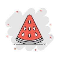 icône de fruit de pastèque de dessin animé de vecteur dans le style comique. pictogramme d'illustration de signe de baies mûres. concept d'effet d'éclaboussure d'entreprise de pastèque.