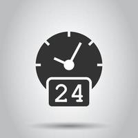 horloge 24 7 icône de style plat. regarder l'illustration vectorielle sur fond blanc isolé. concept d'entreprise de minuterie. vecteur