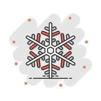 icône de flocon de neige de dessin animé de vecteur dans le style comique. pictogramme d'illustration de signe d'hiver. concept d'effet d'éclaboussure d'affaires de flocon de neige.