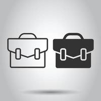 icône de porte-documents dans un style plat. illustration vectorielle de sac homme d'affaires sur fond blanc isolé. concept d'entreprise de portefeuille. vecteur