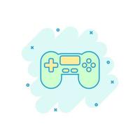 icône de signe de joystick dans le style comique. illustration de dessin animé de vecteur de manette de jeu sur fond blanc isolé. contrôleur de console de jeu concept d'entreprise effet splash.