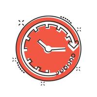 icône de l'horloge dans le style comique. regarder l'illustration vectorielle de dessin animé sur fond blanc isolé. concept d'entreprise d'effet d'éclaboussure de minuterie. vecteur