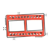 icône de film dans le style comique. illustration de vecteur de dessin animé de film sur fond blanc isolé. lire le concept d'entreprise d'effet splash vidéo.