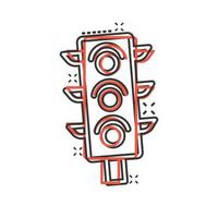 icône de sémaphore dans le style comique. illustration de vecteur de dessin animé de feu de signalisation sur fond blanc isolé. concept d'entreprise à effet d'éclaboussure carrefour.
