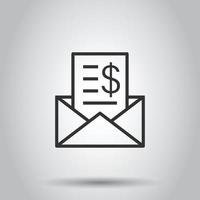 enveloppe avec l'icône de l'argent dans un style plat. illustration de vecteur de trésorerie e-mail sur fond blanc isolé. concept d'entreprise de message financier.