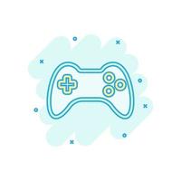 icône de signe de joystick dans le style comique. illustration de dessin animé de vecteur de manette de jeu sur fond blanc isolé. contrôleur de console de jeu concept d'entreprise effet splash.