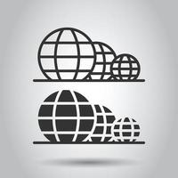 icône de la planète terre dans un style plat. illustration vectorielle géographique globe sur fond blanc isolé. concept d'entreprise de communication globale. vecteur