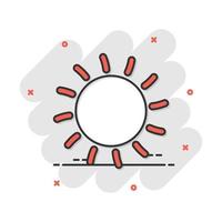 icône de soleil de dessin animé de vecteur dans le style comique. soleil avec pictogramme d'illustration de signe de rayon. concept d'effet d'éclaboussure d'entreprise de soleil.