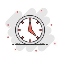 icône en temps réel dans le style comique. illustration de dessin animé de vecteur d'horloge sur fond blanc isolé. regarder l'effet d'éclaboussure du concept d'entreprise.